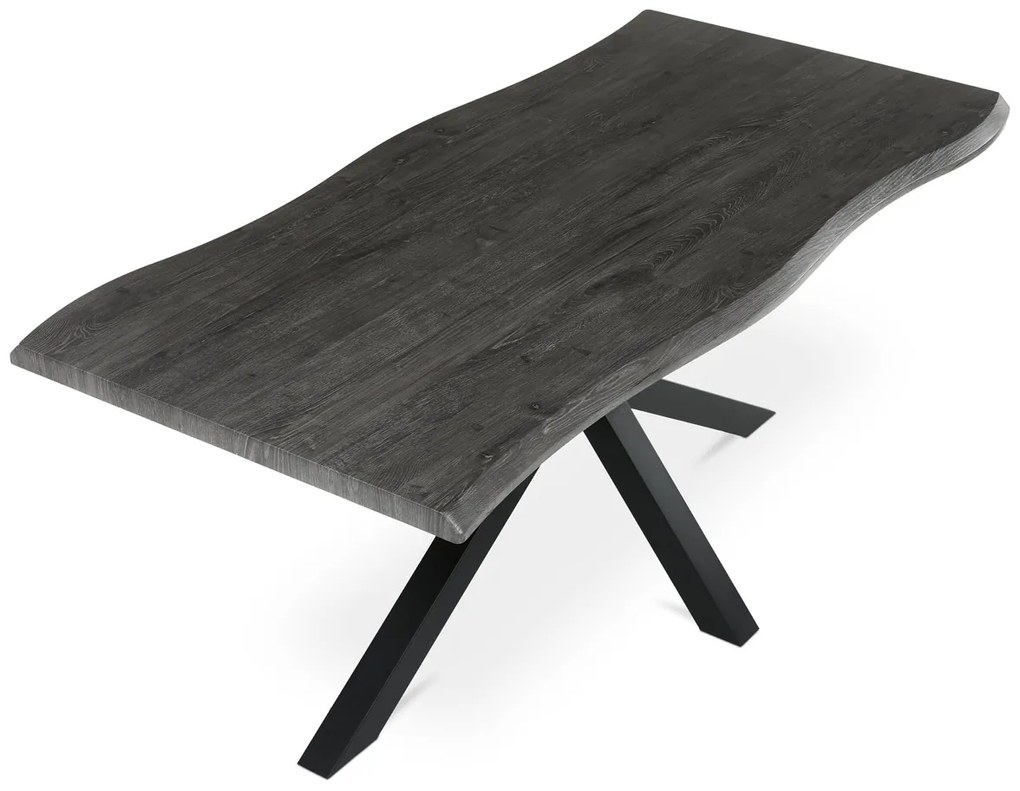 Autronic - Stůl jídelní, 180x90x75 cm, MDF deska, dekor šedý dub, kovová noha ve tvaru hvězdy, černý lak - HT-F4618 GREY AKCE