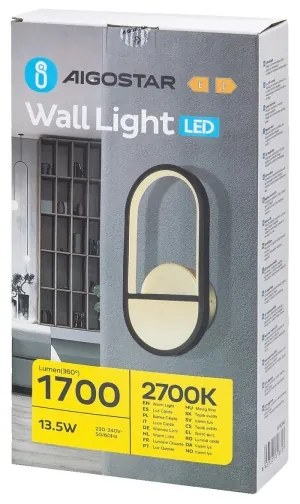 Aigostar - LED Nástenné svietidlo LED/13,5W/230V 2700K čierna/zlatá