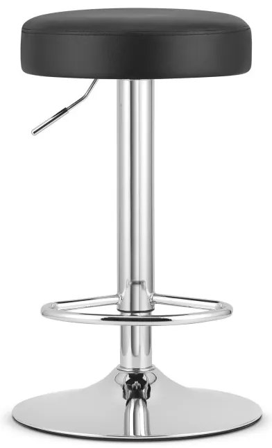 ROJST Barová stolička - ekokoža čierna / chrómová základňa