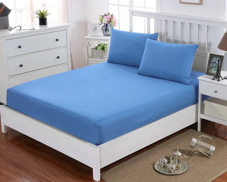 Napínacia plachta JERSEY PLUS Modrá Bavlnená Rozmer: 160 x 200 cm