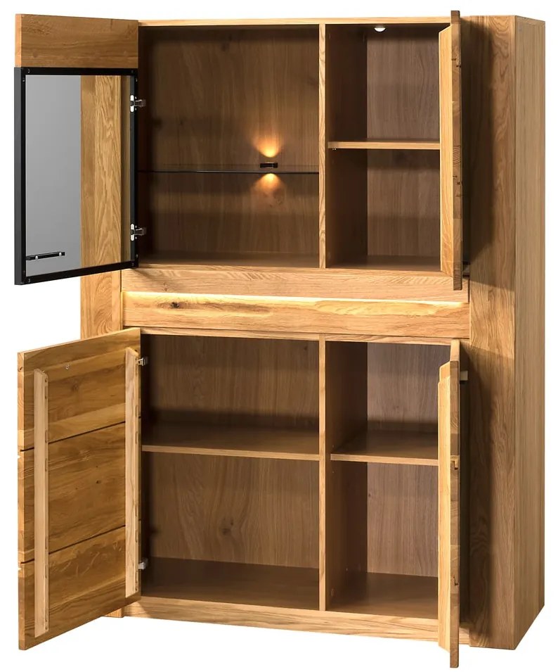 Vitrína Velvet II 15 s LED osvětlením 110 cm z masivu dub přírodní