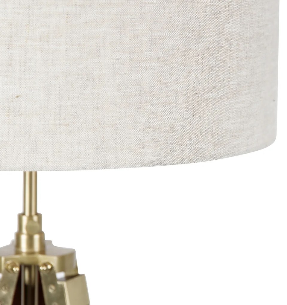 Stojaca lampa mosadz s svetlosivým tienidlom 50 cm trojnožka - Cortin