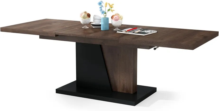 Mazzoni GRAND NOIR dub hnedý / čierny, rozkladacia, konferenčný stôl, stolík