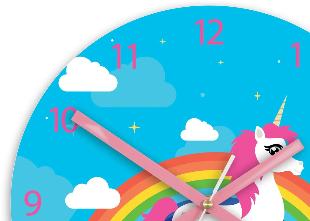 Dětské nástěnné hodiny Jednorožec 30 cm vícebarevné