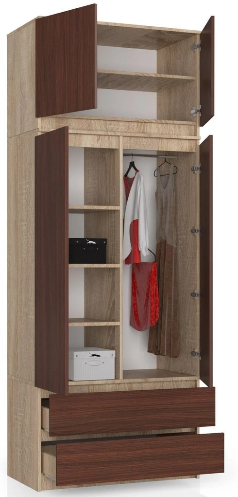 Nadstavba na skriňu Sashka  (dub sonoma + wenge). Akcia -19%. Vlastná spoľahlivá doprava až k Vám domov. 1069950