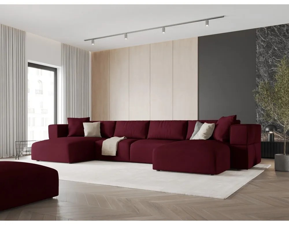 Vínovočervená rohová pohovka do "U" Esther - Milo Casa