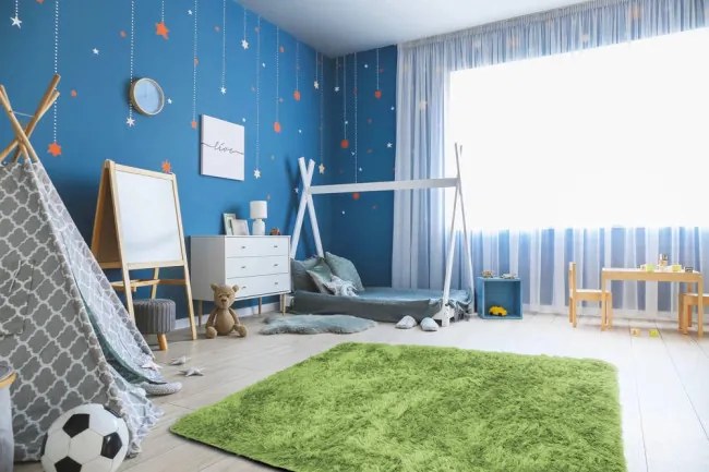 Protišmykový koberec SHAGGY zelený