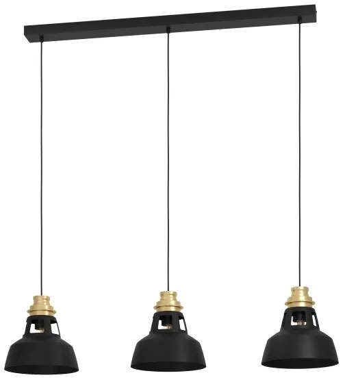 Eglo 390231 - Luster na lanku ESPINARDO 3xE27/40W/230V čierna/zlatá