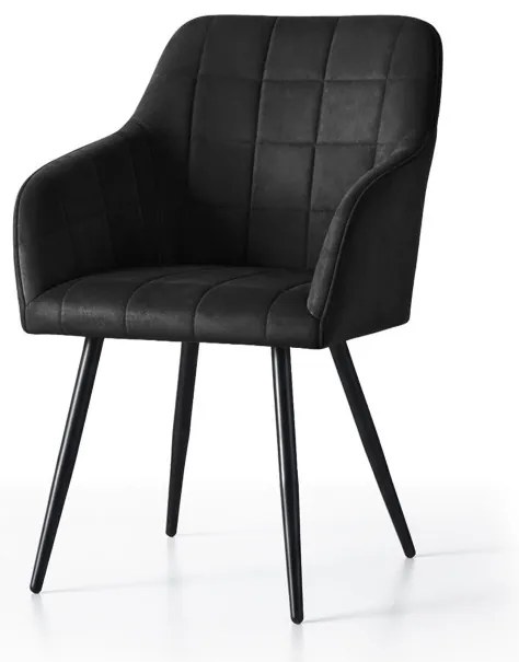 Sada dvoch jedálenských stoličiek LUXANO zamatové, čierne / čierne nohy (2 ks)