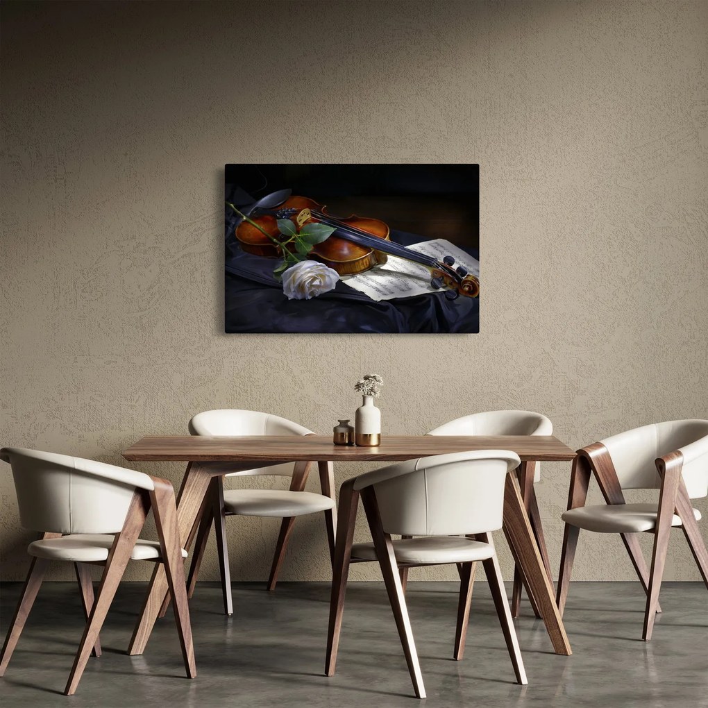 Obraz - Ruže a husle (90x60 cm)