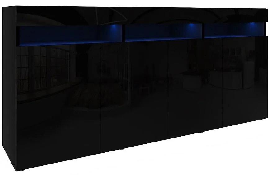 Komoda Izumi 175 BL čierna mat/lesk