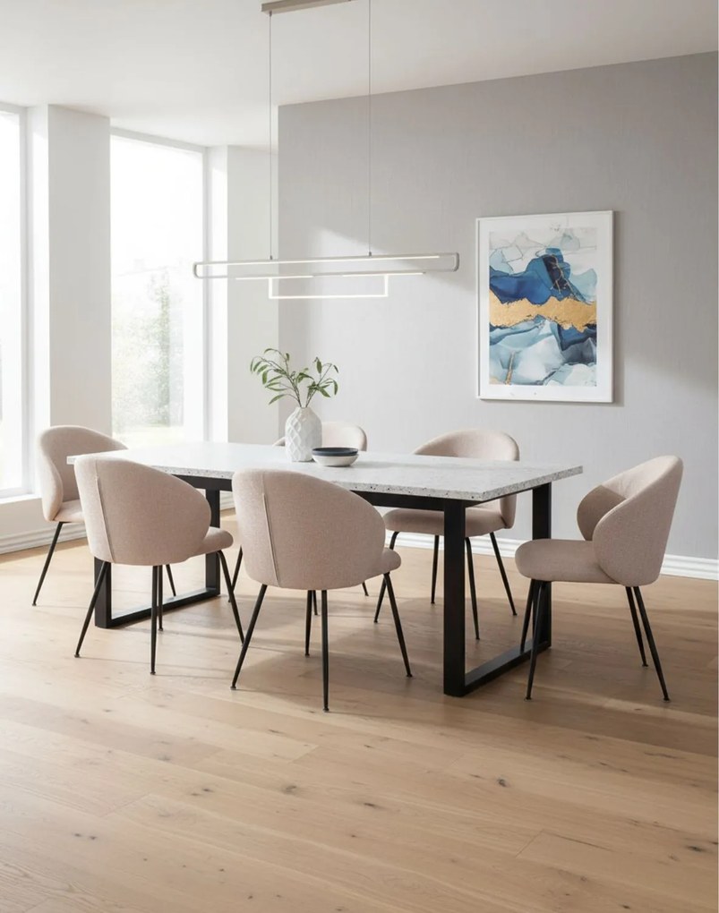 Jedálenská stolička Ganta Black, štruktúrovaná béžová látka (CD2302-3)