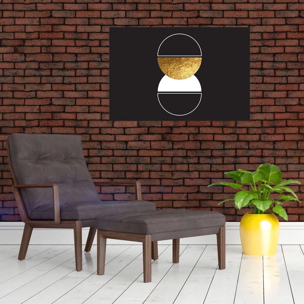 Obraz - Abstrakcia zlatá a čierna N⁰2 (90x60 cm)