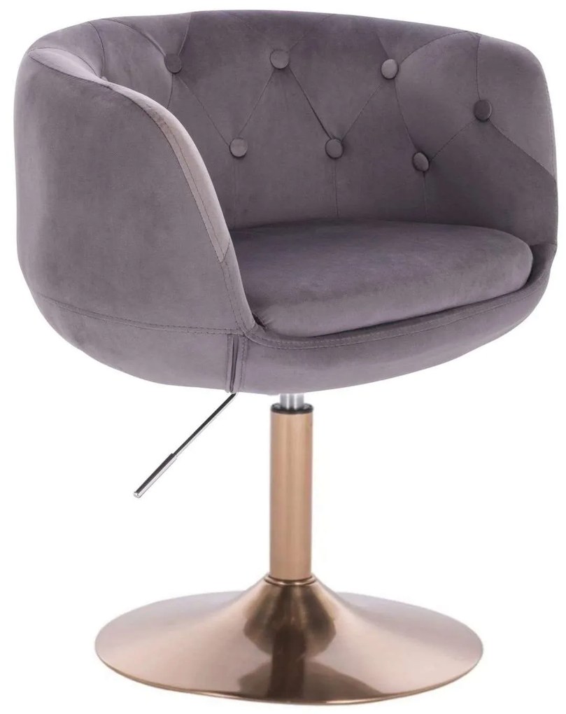 LuxuryForm DESIGN Kreslo MONTANA VELUR na zlatom tanieri - sivé