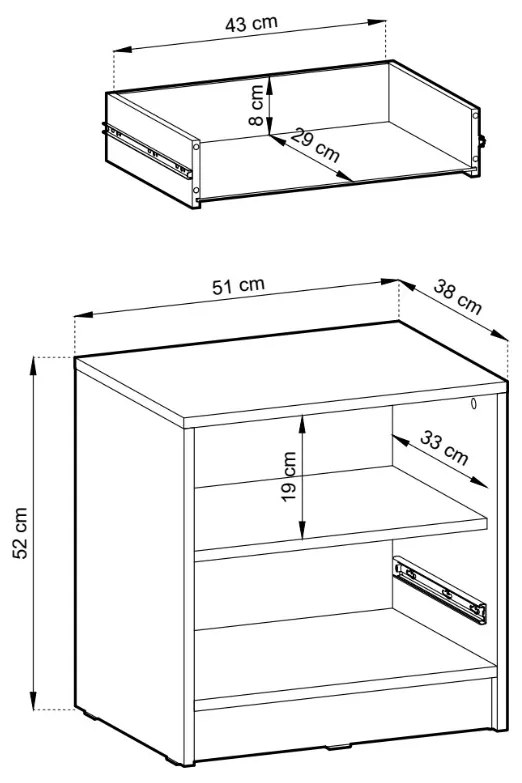 NOČNÝ STOLÍK LETIZIA S LAMELAMI KAŠMÍR