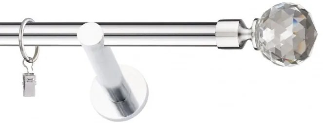 Dekorstudio Chrómová jednoradová garniža CRYSTAL 19mm Dĺžka: 420cm, Typ uchytenia: Držiak modern, Typ príslušenstva: Krúžky tiché so štipcami
