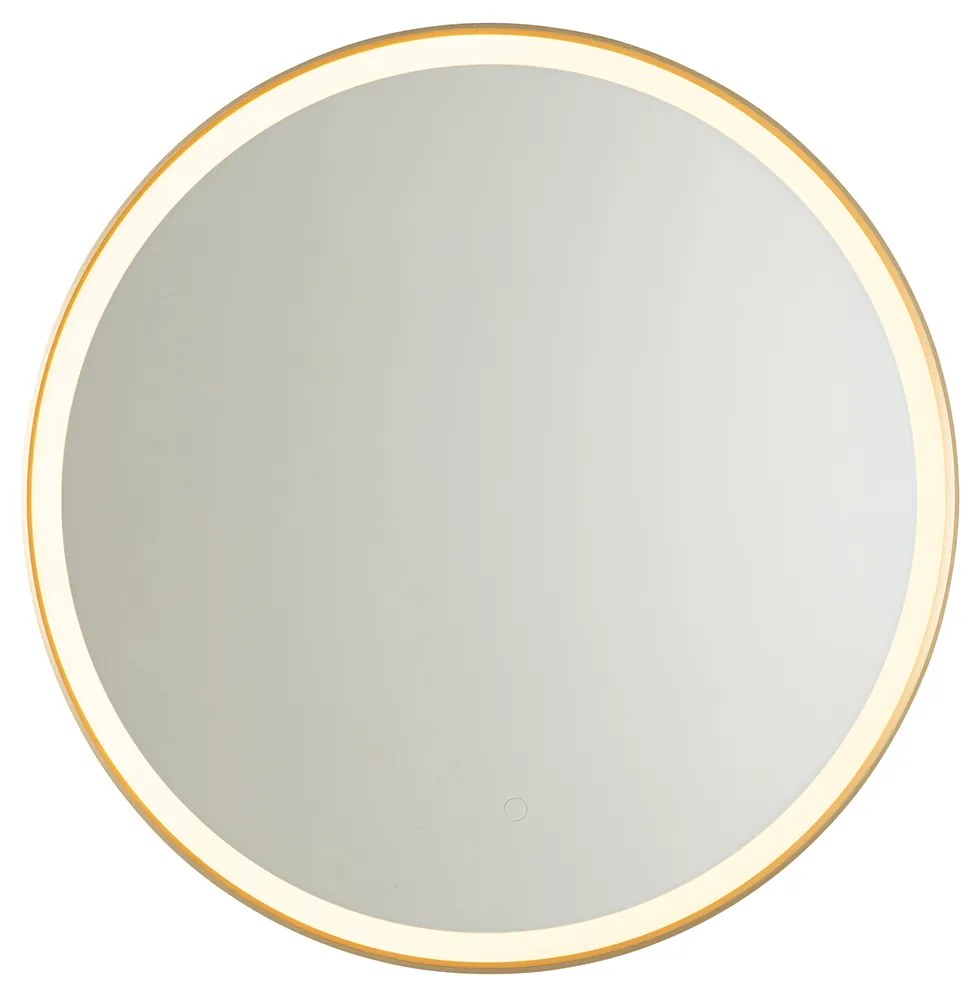 Zrkadlo do kúpeľne zlaté 70 cm vrátane LED 3-krokové stmievateľné s dotykovým okrúhlym - Miral