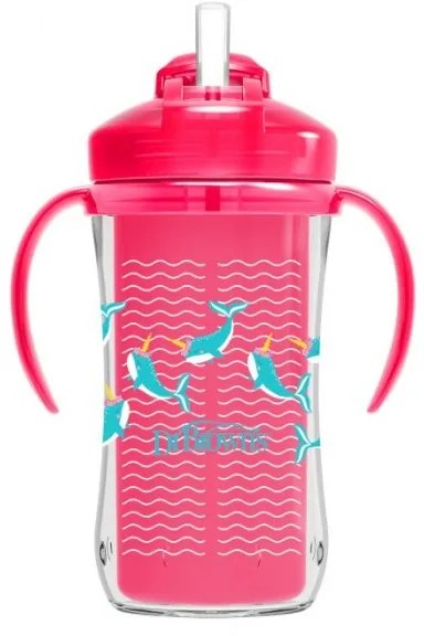 Termohrnček so slamkou, 300 ml, ružový
