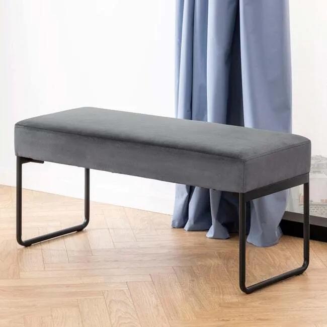 Elegantná lavica DESIRE 95 cm tmavosivý 100% polyester, kovová podnož
