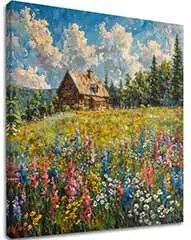 Obraz krajiny na plátne Leto u babky