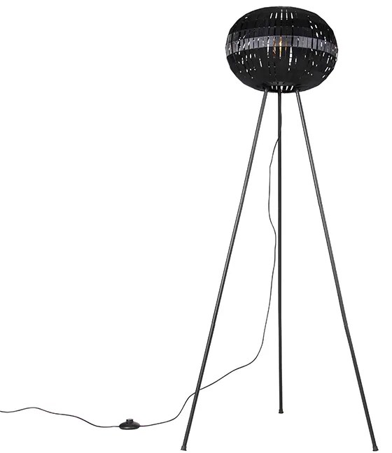 Moderná stojaca lampa trojnožka čierna - Zoë