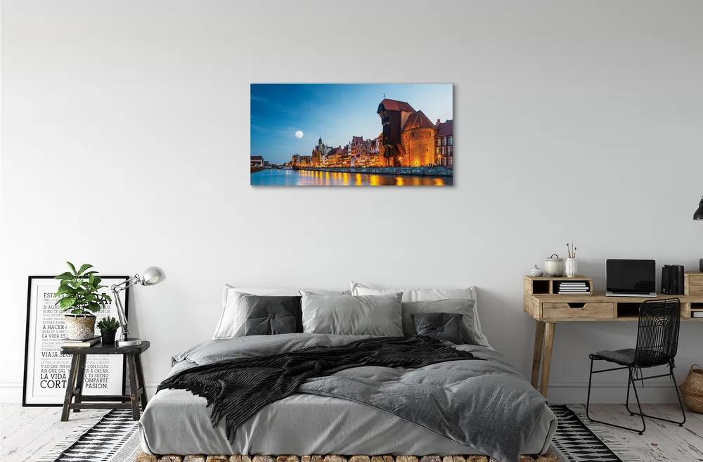 Obraz na plátne Rieka noc Gdańsk Staré Mesto 125x50 cm