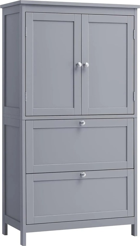 Stojaci Kúpeľňový Skrinka s 2 Zásuvkami a 2 Dverami, 30 x 60 x 110 cm, šedá