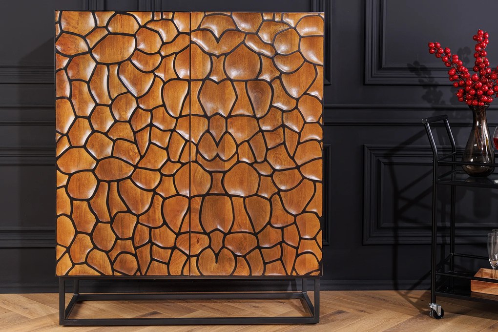 Komoda Erupcio 177 cm a komoda Vulcano 120 cm mozaika čierno-hnedá set