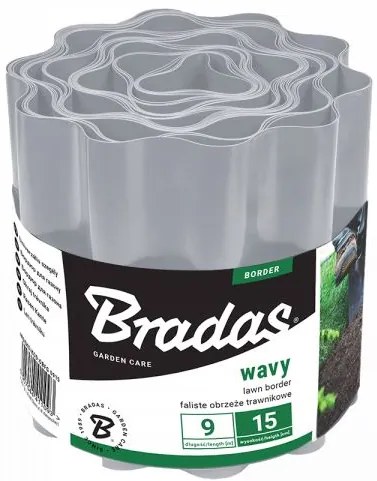 Bradas Plastový obrubník vlnitý 10cm x 9m Light Grey