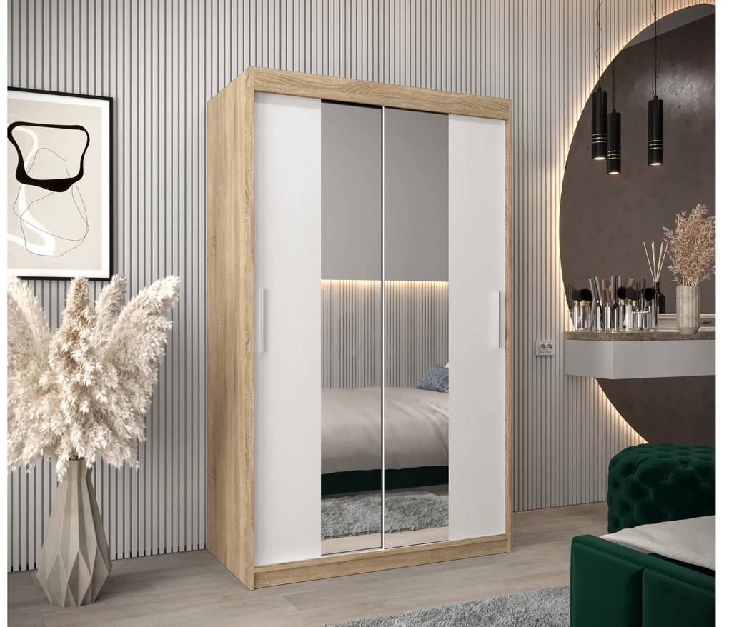 Šatníková skriňa 120 cm Toki 1 (Dub sonoma + Biela matná). Akcia -61%. Vlastná spoľahlivá doprava až k Vám domov. 1064898