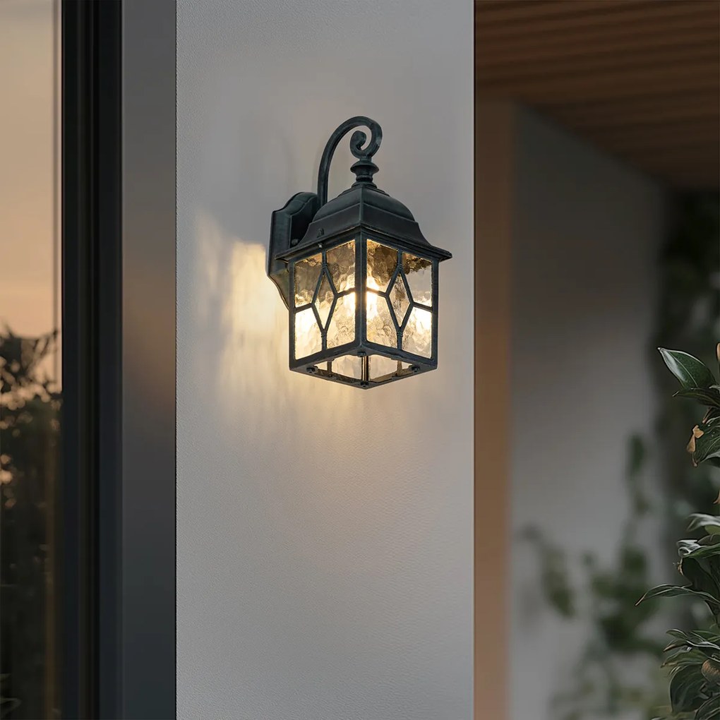 Romantická vonkajšia nástenná lampa tmavozelená - London