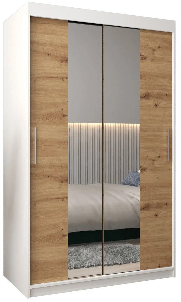 Šatníková skriňa 120 cm Toki 1 (Biela matná + Dub artisan). Akcia -69%. Vlastná spoľahlivá doprava až k Vám domov. 1064889