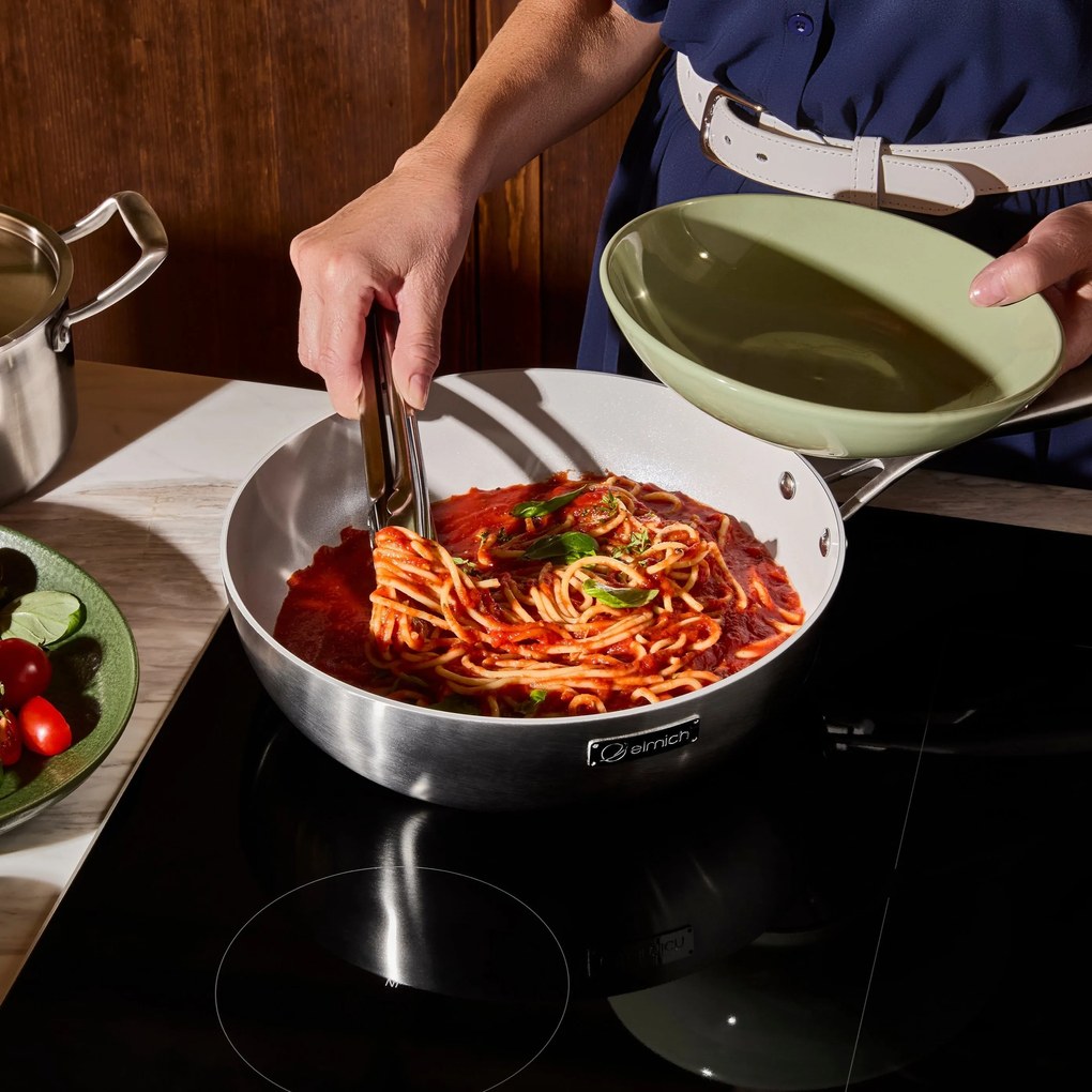 Elmich Nepriľnavá nerezová Wok panvica Tria Ceramic s keramickým povrchom Ø 30 cm