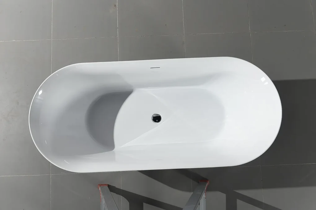 Erga Kaia, voľne stojaca vaňa 140x73 cm + odtoková zátka, biela lesklá, ERG-Kaia-140073-WH-WH