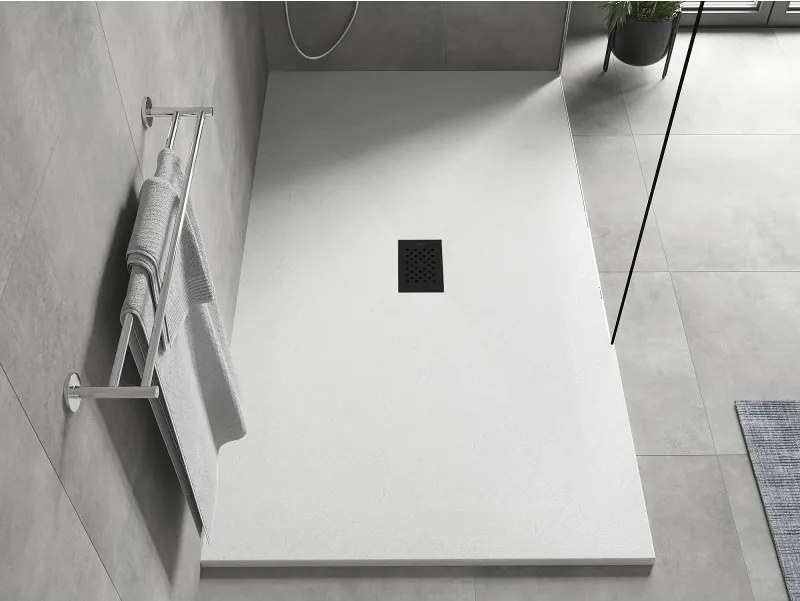 Mexen Hugo, obdĺžniková sprchová vanička SMC 170 x 100 cm, biela, čierna krytka, 42101017-B