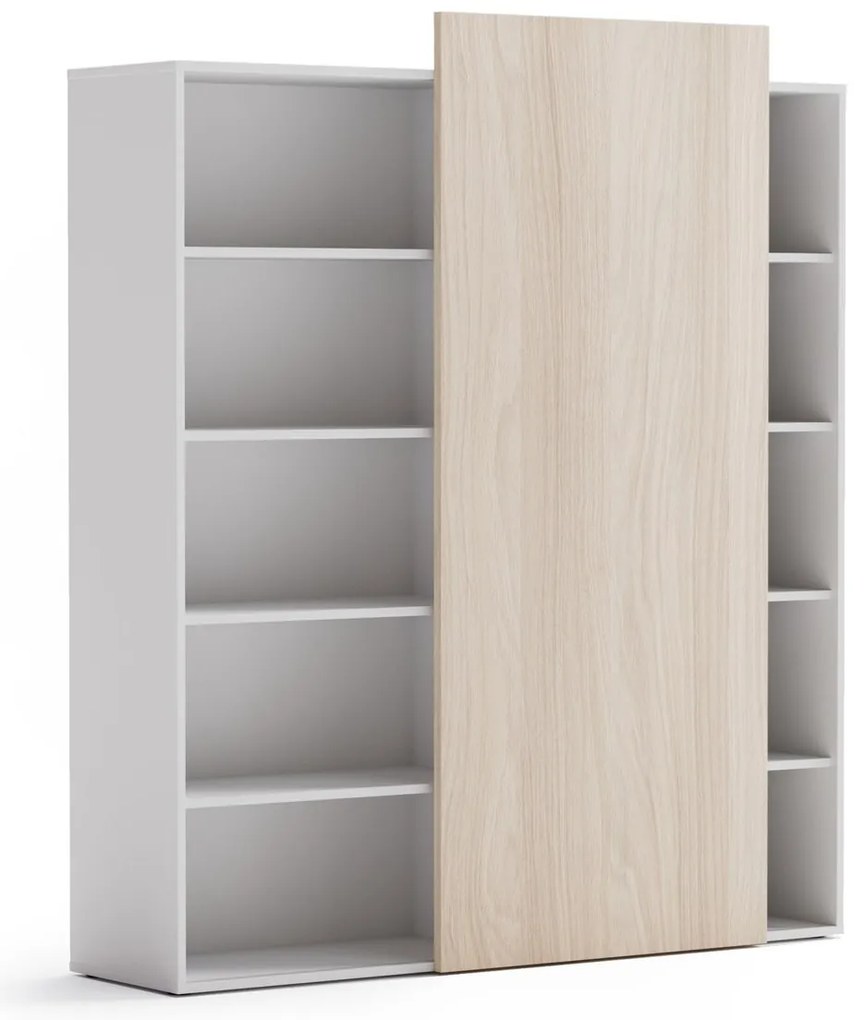 PLAN Skriňa vysoká otvorená BLOCK White, 1600 x 400 x 1748, dub prírodný