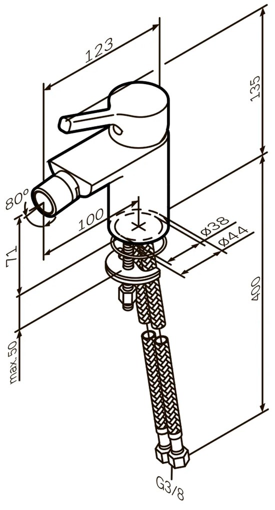 Bidetová batéria AM.PM X-Joy S FXB83100 jednopáková s odtokovým ventilom, chróm
