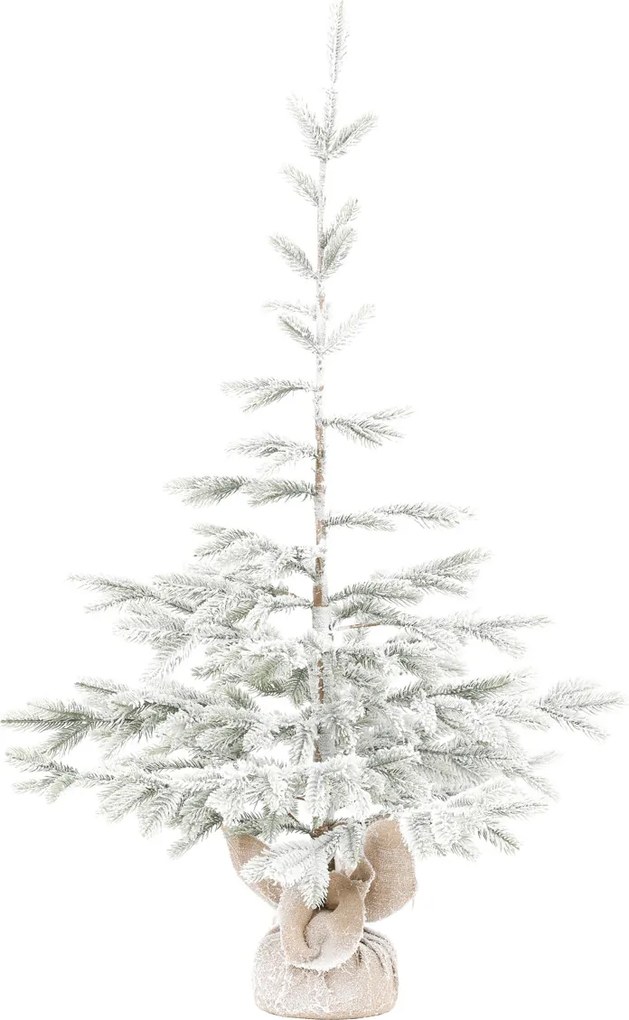 Stromček v jutovom obale - umelý smrek, 120 cm, zasnežený Farba: Biela