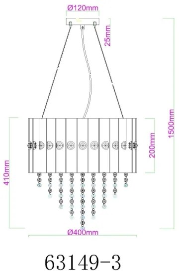 Globo 63149-3 - Luster na lanku ELEOS 3xE27/40W/230V pr. 40 cm