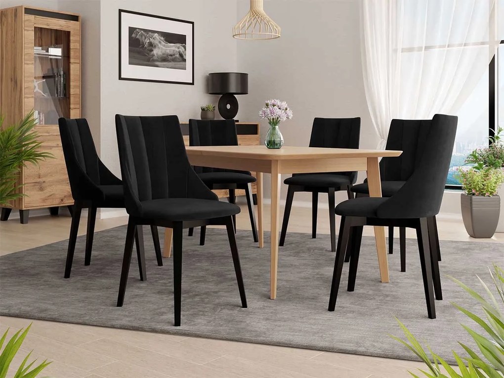 Rozkladací stôl Botiler 140x80 so 6 stoličkami ST97 07, Farby: natura, Potah: Magic Velvet 2258