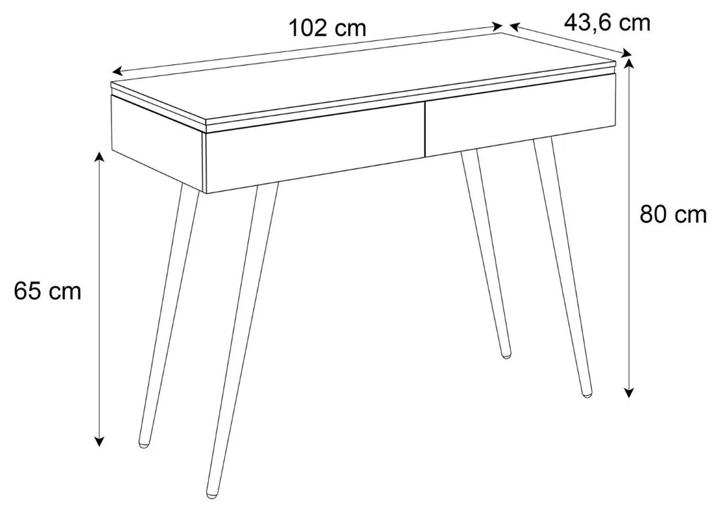 KONZOLA NESSIE BIELY LESK + ZLATÉ NOHY 102 cm