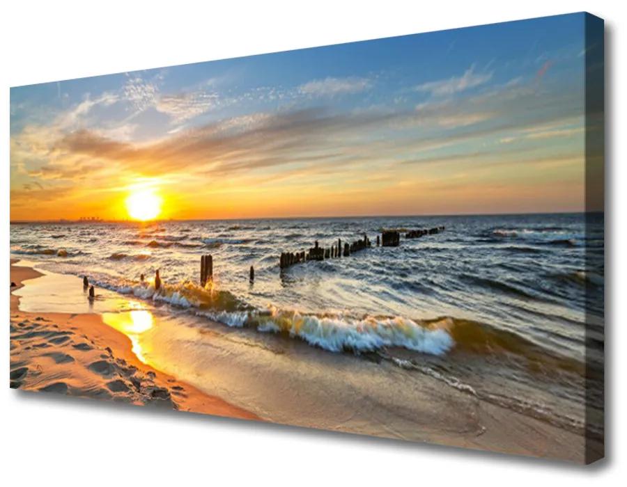 Obraz Canvas More západ slnka pláž 140x70 cm