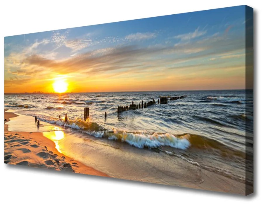 Obraz Canvas More západ slnka pláž 140x70cm