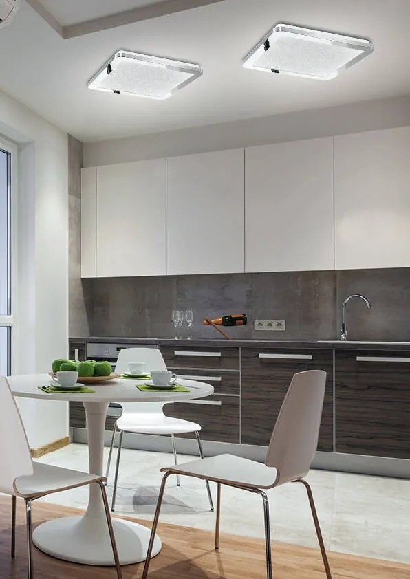 Minimalistické stropné svietidlo do kúpeľne NEXIT – strieborný chróm 40 cm – LED 3000K 24W IP44 stmievateľné stropné svietidlo