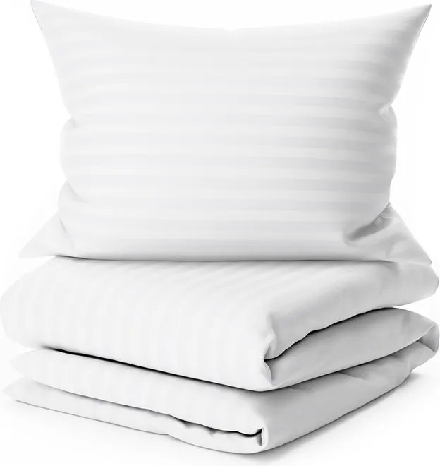 Hotelové obliečky z mikrovlákna JASMINE biele - prúžok 2 cm, hotelové vrecko Rozmer obliečky: 70 x 90 cm | 140 x 200 cm