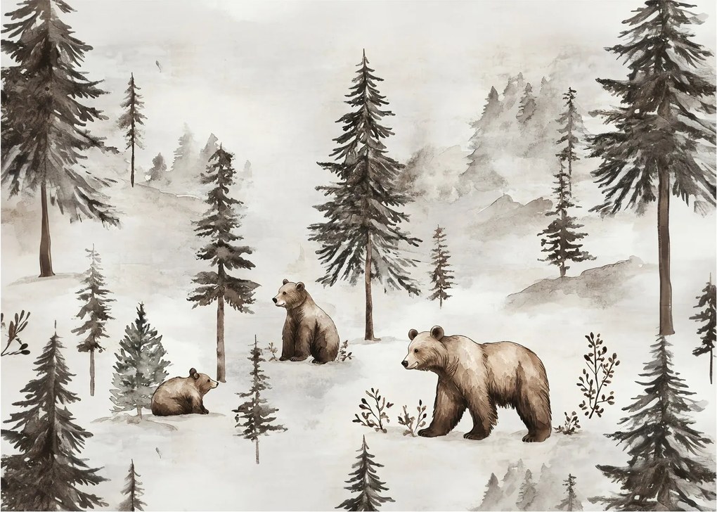 Obraz - Les s medveďmi (70x50 cm)