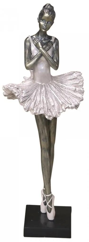 Dekorácia strieborno-ružová antik Ballerina - 36 cm