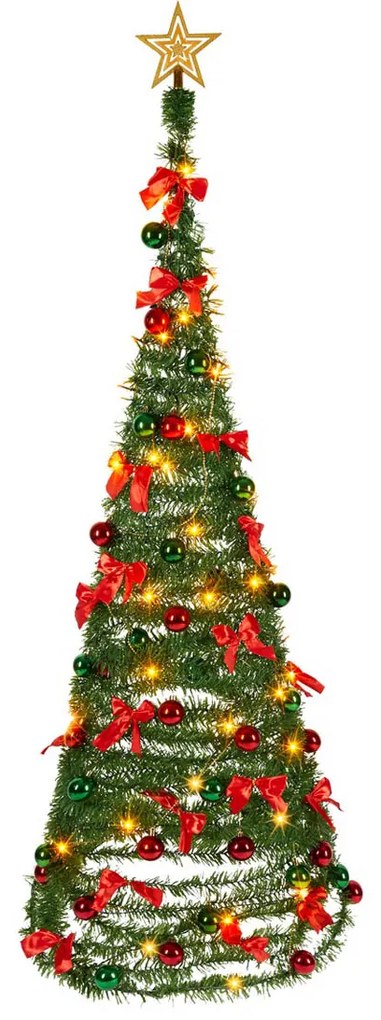 Umelý vianočný stromček Pop-up, zeleno/červený, 150 cm, II.