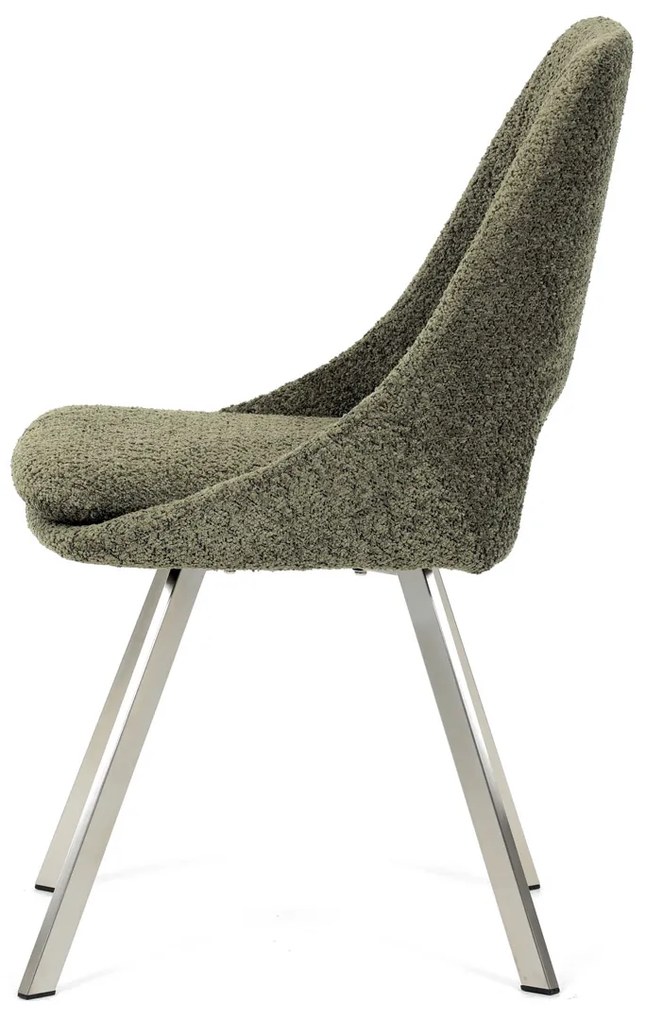 Autronic - Židle jídelní, zelená látka, kovové nohy, broušená nerez. - DCL-W1174 GRN2