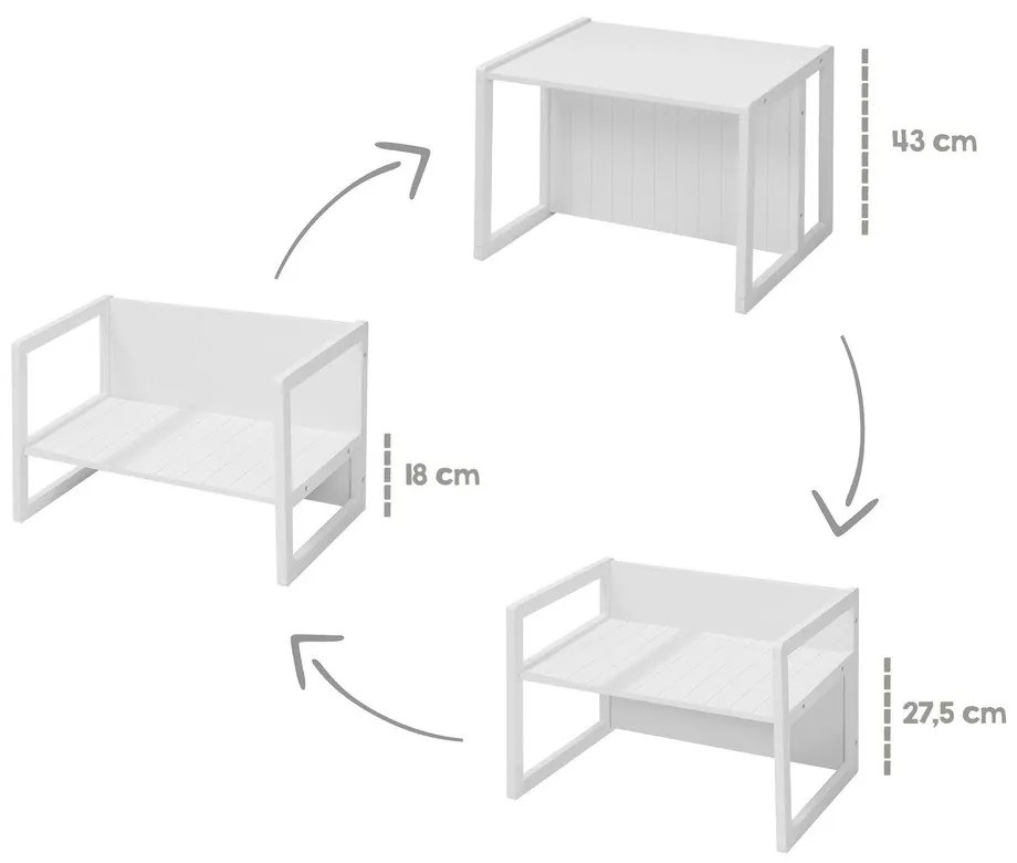 Biela detská lavica Country Style – Roba